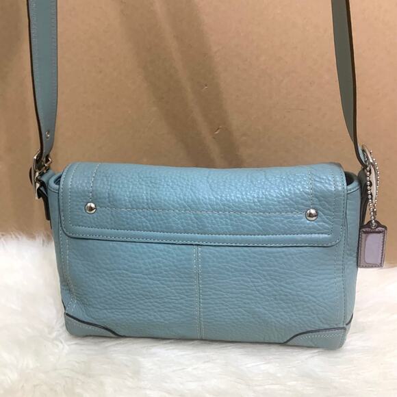 COACH HAMILTON Robins Egg Blue Leather Convertible Turn Lock Flap XBody F13957 - Picture 3 of 16